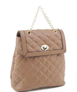 Quilted Twistlock Fashion Backpack FC20180PP TAUPE